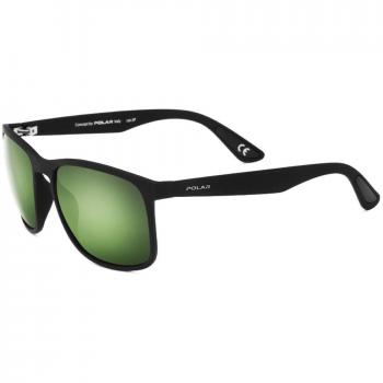 Polar 359 Men's Polarized Sunglasses - Rubber Black with Solid Green Lenses, Size 58