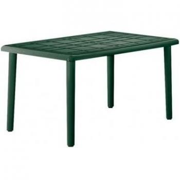 RESOL Olot Mesa Jardín y Comedor Exterior 140x90 Rectangular para 4-6 Personas con Agujero de Sombrilla | Protección UV para Uso en Patio, Terraza o Porche | Fácil Mantenimiento - Color Verde Oscuro