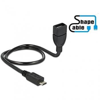 Cable USB 2.0 Micro-B Macho a USB 2.0 Tipo A Hembra OTG de 0.5 m Negro