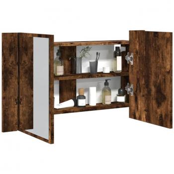 Mueble espejo con LED Humo Roble 80x12x45cm Acrílico