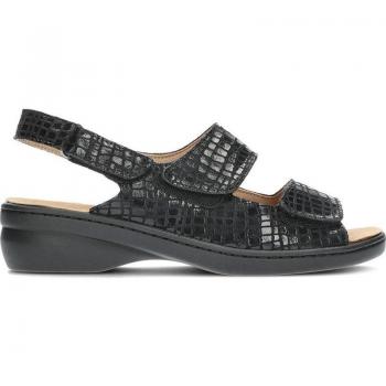 Calzamedi Sandalia Saguy's Confort 20612 Cuero Negro Elásticas - Mujer