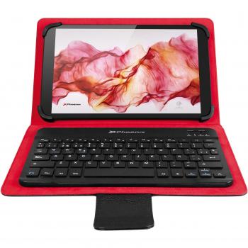 Funda Universal + Teclado Bluetooth Phoenix PHKEYBTCASE9-10+ para Tablet/iPad/EBOOK 9''-10 / Super Fina Slim/Teclado con SUJECCION MAGNETICA Negra