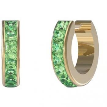 Pendientes Huggie Me Guess de Acero Inoxidable con Circonitas Verdes JUBE03134JWYGEMTU