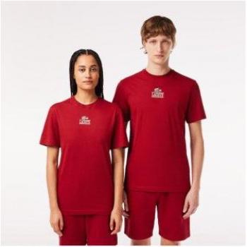 Camiseta regular fit de punto de algodón roja Lacoste