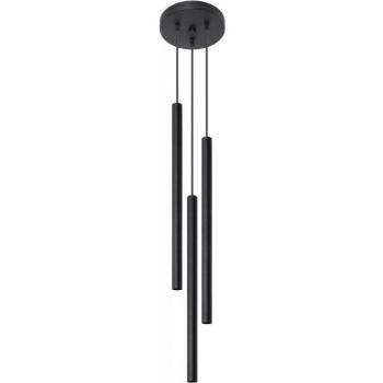 Lámpara Colgante Pastelo 3P Negro Acero Sollux Lighting Ocean Green G9 Suspensión 100cm