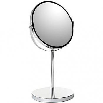 Tatay 4440100 4440100-Espejo de maquillaje con aumento x5. Espejo de sobremesa con pie. 17 cm de diámetro. 100% inoxidable. 18.5 x 15 x 34.5, Plateado