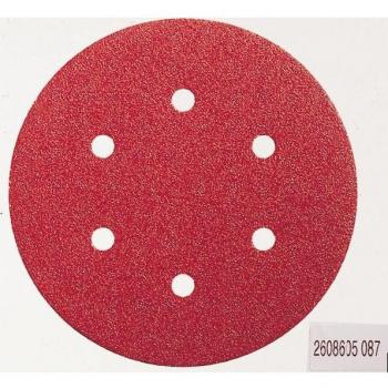 Bosch Professional 2608605718 Hoja de Lija de 6 Perforaciones con Velcro, 150 mm, Grano K80, Set de 5 Piezas