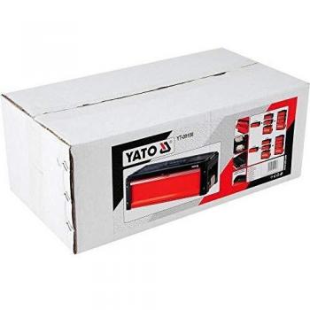 Caja de Herramientas de Metal YATO YT-09108 con Un Cajón, Color Negro y Rojo