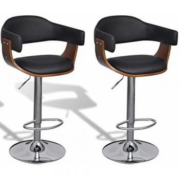 vidaXL 2X Taburetes de Bar Cuero Artificial Regulable Respaldo Resposabrazos