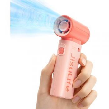 Ventilador Turbo Portátil JISULIFE, Viento Súper Fuerte, 5 Velocidades, Batería de Larga Duración 5000mAh, Recargable por USB, Ventilador de Bolsillo