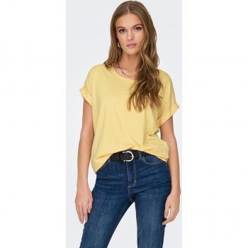 Camiseta de mujer manga corta cuello redondo color amarillo