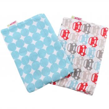 Minene 10010 - Pack de 2 muselinas para niños, extra largas con aplique y su corazoncito de algodón