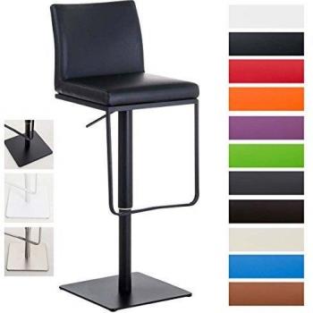 Taburete Bar Panama en Similpelle Negra, Altura Regulable 58-82 cm, con Respaldo y Apoyapies