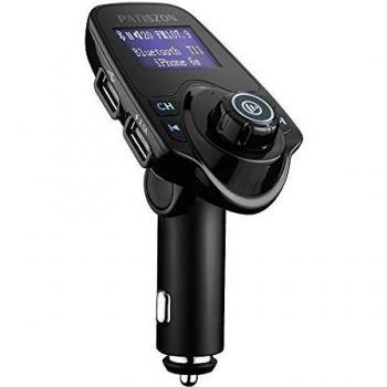 Patiszon Bluetooth FM Transmisor Coche Auto Radio Adaptador freisprecheinrichtung Car Kit Cargador con 2 USB integrado 3.5 mm AUX TF de tarjetas de seguridad para iPhone Samsung iPad HTC etc