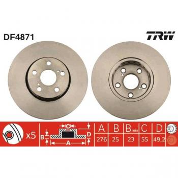 Disco de freno TRW DF4871 frente, ventilado, 1 pieza