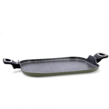Asador Rectangular Quid Naturalia 39x28cm con Asas de Acero, Antiadherente, Libre de PFOA, Apto para Vitrocerámica, Inducción, Eléctrico y Gas