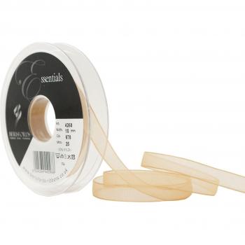 Cinta de tela supertransparente Berisfords de 10 mm, color dorado miel