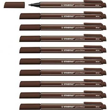 STABILO Rotulador premium con punta fina pointMax color marrón - Caja con 10 unidades
