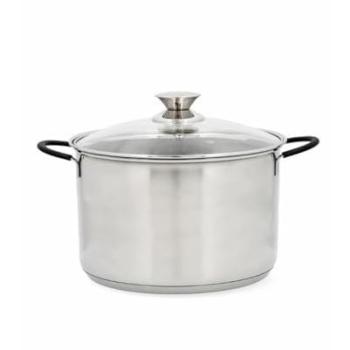 Olla de Acero Inoxidable SENSORY QUID 18-30 cm con Tapa de Vidrio, Capacidad de 4-15L, Apta para Inducción y Todo Tipo de Cocinas, Fondo Difus
