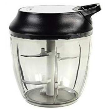 Picadora Manual de Alimentos con Tapa y Accesorio Batidor - Capacidad 900 ml - ABS, Polipropileno y Acero Inoxidable
