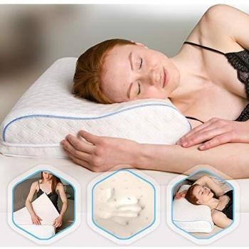 Almohada viscoelástica contorneada Aeris, almohada de posición lateral con espuma de Memory Foam ventilada, tamaño estándar, funda de peluche aterciopelado lavable a máquina.
