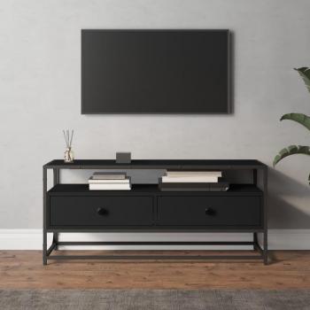 Soporte TV de madera multicapa negro 100x35x45 cm