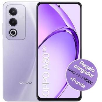Smartphone OPPO A80 5G Libre 8GB + 256GB, Pantalla 6.7, Carga Rápida 45W, Cámara Triple, Incluye Cargador y Funda - Púrpura