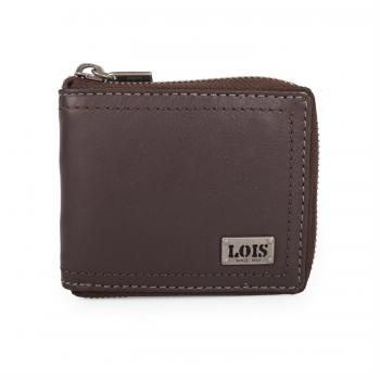 LOIS - 28509 BILLETERO DE PIEL CON CREMALLERA, Color Marron