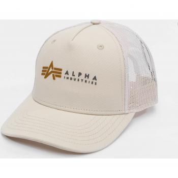 Gorra Trucker Alpha Industries Alpha Label Blanca con Rejilla y Logo Bordado