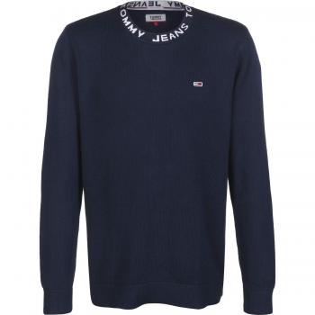 Tommy Jeans TJM Neck Logo Sweater, Jersey para Hombre, Blau