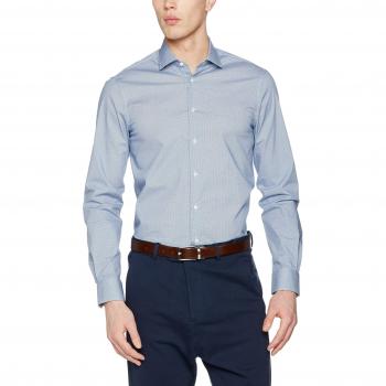 Tommy Hilfiger Tailored Prk Shtprt17217, Camisa para Hombre, Azul