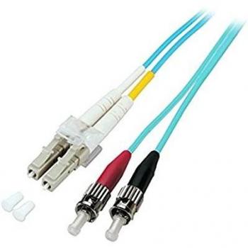 Cable de Fibra Óptica Duplex LC-ST 0,5m OM3 (50/125µm) LSOH Aqua