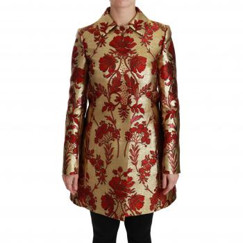 Dolce & Gabbana Gold Floral Brocade Cape Coat Jacket