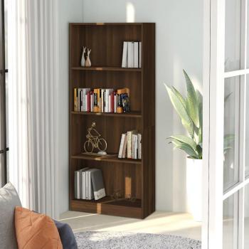 Estantería 4 estantes de madera multicapa color roble marrón 60x24x142 cm