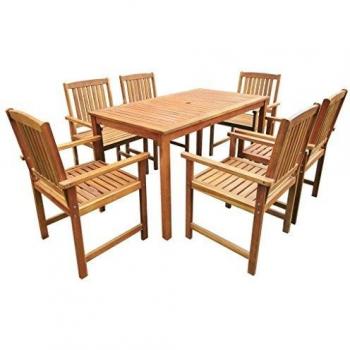 7 Piece Outdoor Dining Set Solid Acacia Wood