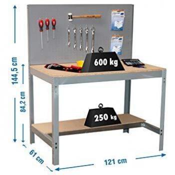 Banco de trabajo BT2 Simonwork Gris/Madera Simonrack 1445x1210x610 mms - Banco de trabajo con panel