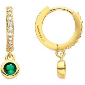 Pendientes Luxenter Warlah de Circonita Esmeralda, acabados en oro amarillo de 18 quilates