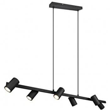 Lámpara de Techo Rectangular Marley Negra Mate con Barra y 6 Cilindros 115 cm