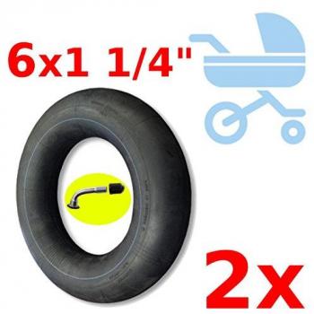 2x CAMARA DE AIRE 6 x 1 1/4 RUEDA CARRITO BEBE VALVULA 90° COCHECITO SCOOTER
