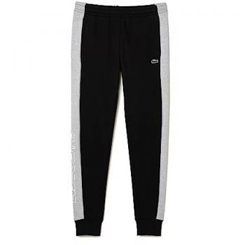 Lacoste - Pantalón de chándal jogger para hombre color block, diseño en negro y gris, talla XS