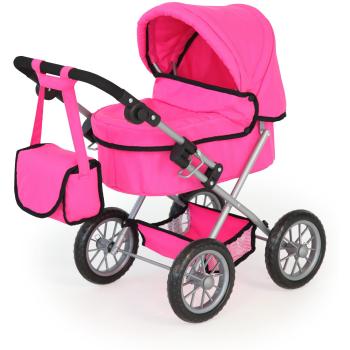 Bayer Design 13029AA Dolls, Foldable, Height-Adjustable Handle, with Shoulder Bag, Stable, Trendy Pram Pink