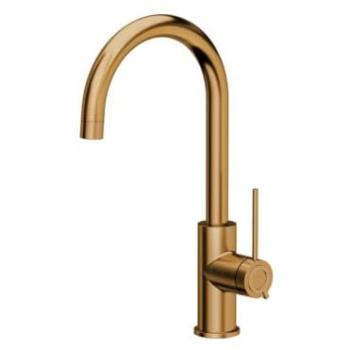 Grifo Mezclador de Cocina Quadron Jodie Q Line Slim, Cobre, 360°, Función QFix, Altura 35.5 cm, Cabezal Cerámico