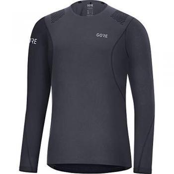 GORE WEAR R7 Camiseta de running de manga larga para hombre, L, Gris/Negro