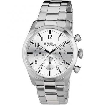 BREIL Men's Classic Elegance Watch Collection Mono-Colour Silver dial Chrono Quartz Movement and Steel Bracelet EW0225