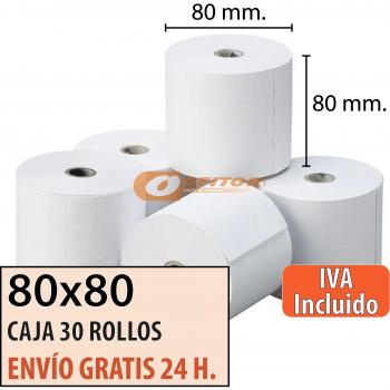 30 Rollos Papel Térmico 80x80 Envío Urgente Gratis