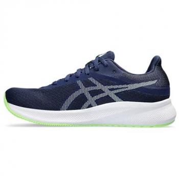 Zapatillas Asics Patriot 13 para hombre, color marino y azul oscuro con detalles en turquesa, diseño neutral