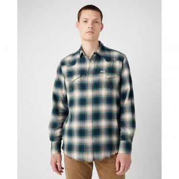 Wrangler - Camisa de hombre de corte classic en color verde de cuadros con diseño a cuadros y corte regular
