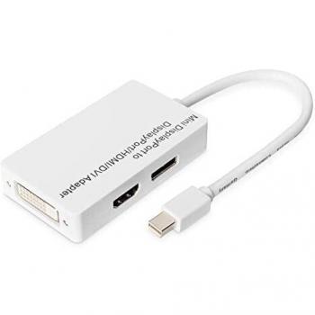 Adaptador Mini DisplayPort a DisplayPort, HDMI y DVI - 0.2m - Plug & Play - Blanco