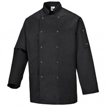 Chaqueta de Chef Suffolk de Manga Larga Negra XL - Portwest C833