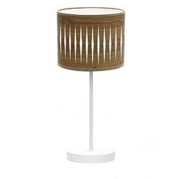 Lámpara de Sobremesa Piron 1xe14 Blanca y Madera Oscura 42x17x17 Cm